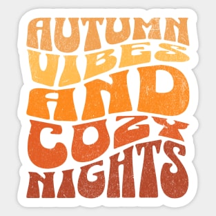 Autumn Vibes Groovy 70's Retro Textured Typography Design Sticker